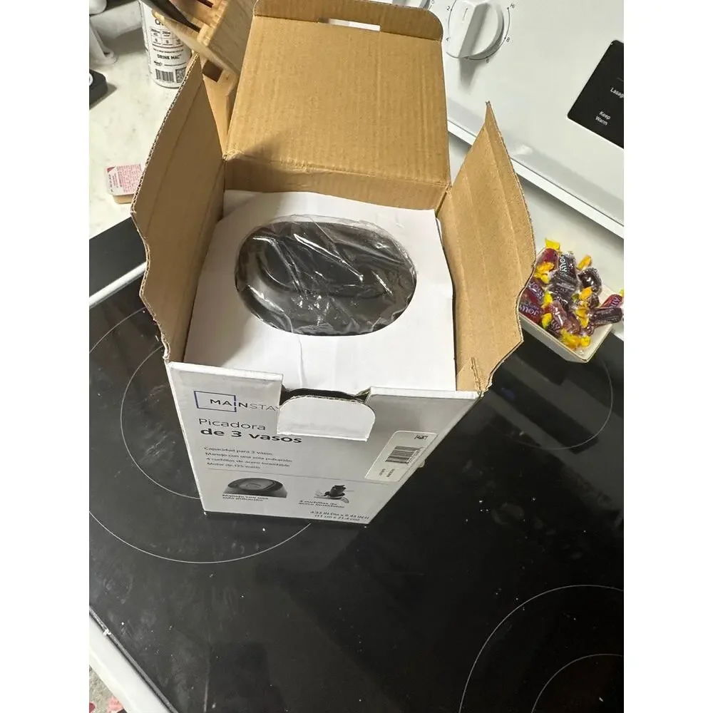 Mainstays 3-Cup Food Chopper 4 Stainless Steel Blades 125W One Touch Black New